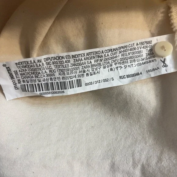 Zara long sleeve mini ivory cream ecru denim shirt dress with ruched detail. S - Picture 6 of 6